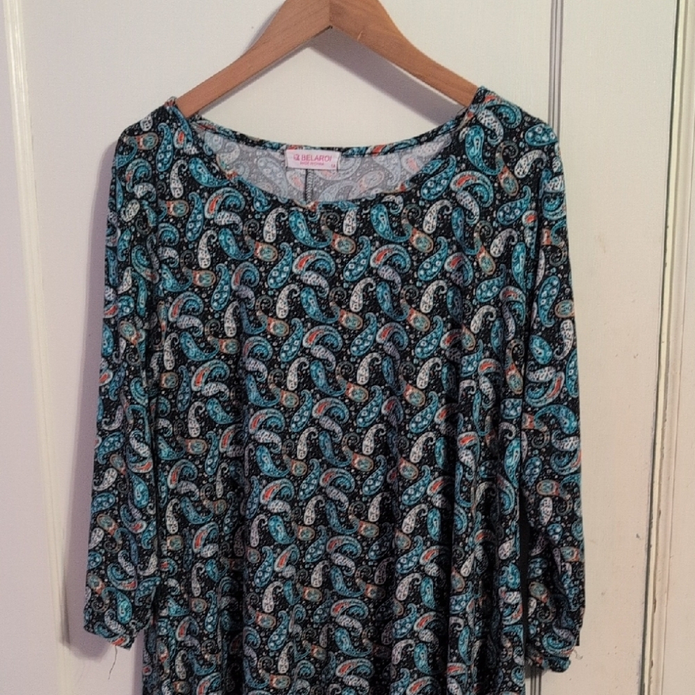 Stylish Paisley Print Blouse in Black and Blue